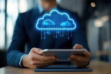 Modern cloud computing concept, digital interface