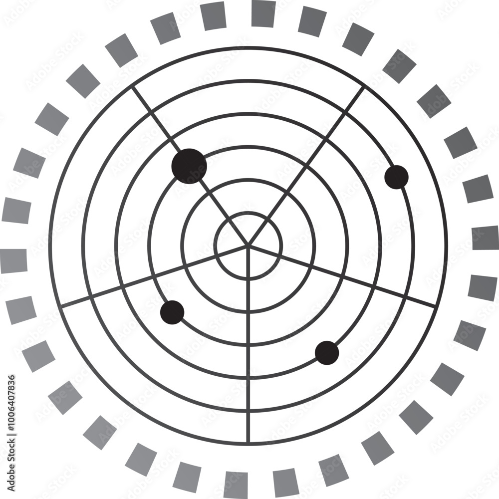 Poster thin line radar chart vector isolated on white background.