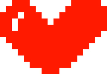 Pixelated red love icon design. 8 bit heart for social media, posters, etc.