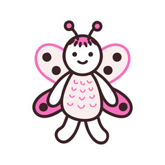  Cute butterfly character illustration in pink cartoon style.
