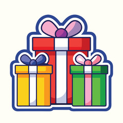 colorful gift box clip art isolated