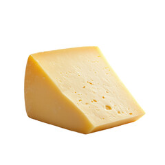 Block of aged yellow cheese on a transparent background