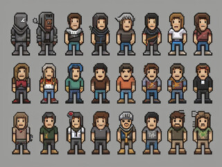 game characters NPC vandal for the game pixel art 8 bit AI generated