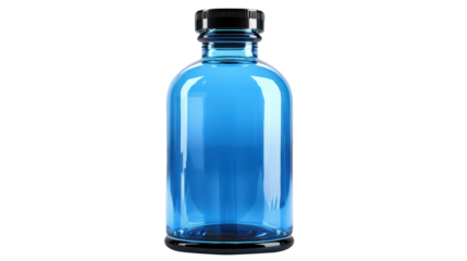 Clear Blue Bottle Isolated on White Background