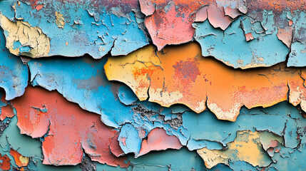 Peeling Multi-Colored Paint on Rusty Metal Texture