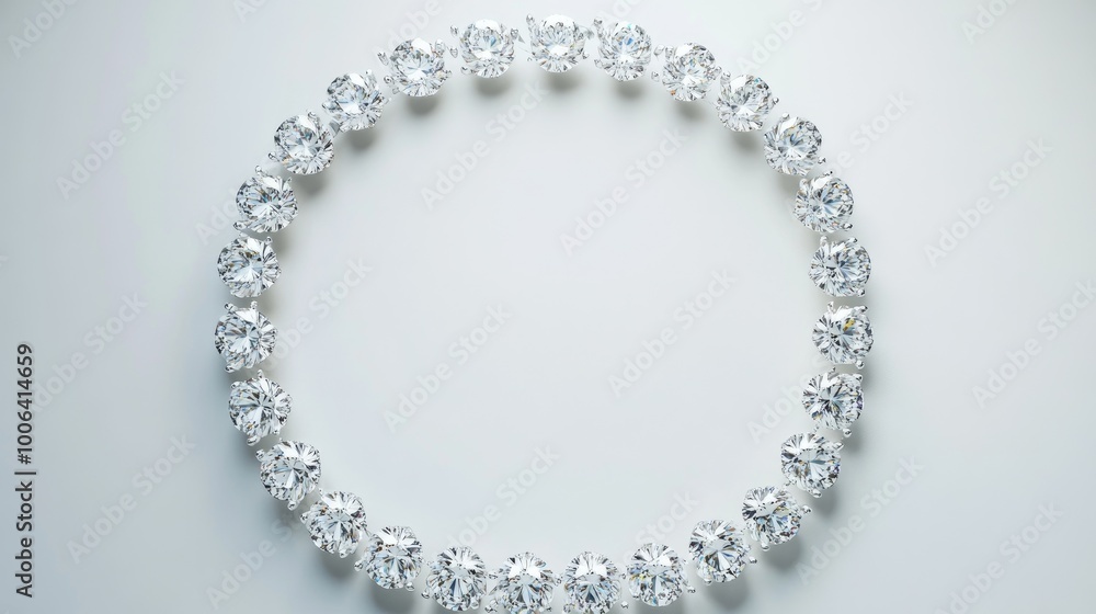Poster a luxurious trail of diamonds arranged in a circle, creating a dazzling pattern on a minimalist whit