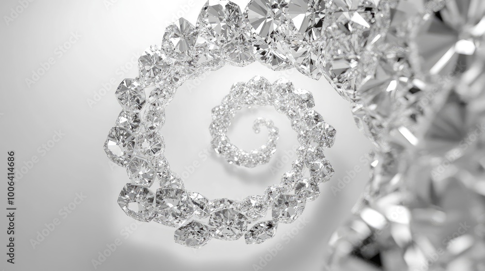 Poster a luxurious trail of diamonds arranged in a circle, creating a dazzling pattern on a minimalist whit