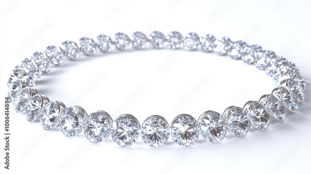 Poster a mesmerizing circle trail of sparkling diamonds arranged in a perfect loop on a clean white backgro