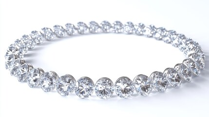 Obraz premium A mesmerizing circle trail of sparkling diamonds arranged in a perfect loop on a clean white background, creating an elegant and luxurious design