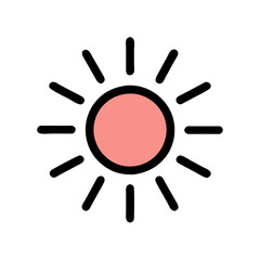 Fototapeta premium Minimalist sun icon with pink center on white background