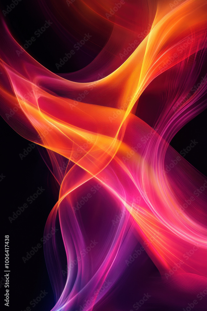 Poster neon background, a striking background of neon curves presents an electrifying display of light. the