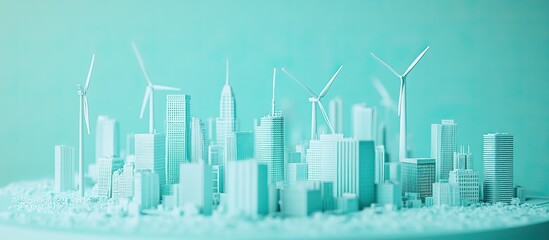 Fototapeta premium Sustainable Cityscape: Wind Power and Urban Development