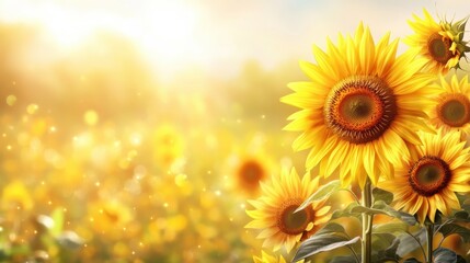 Fototapeta premium Sunflowers In Field.