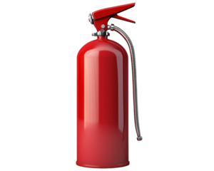 A red fire extinguisher designed for emergency fire suppression.