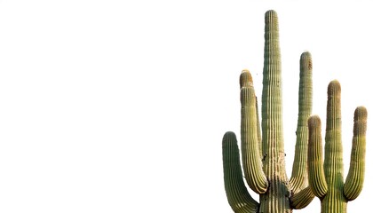 saguaro - Carnegiea gigantea - is a tree like cactus species native to the Sonoran Desert in Arizona, Mexico,  and California in dry arid environment. Isolated on white background with copy space
