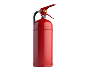 A red fire extinguisher designed for emergency fire suppression.