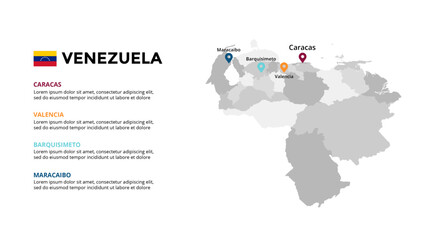 Fototapeta premium venezuela map Infographic, maps for countries elements design for presentation, can be used for presentation, workflow layout, diagram, annual report, web design.