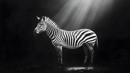 Obraz premium Zebra standing in dramatic lighting on African savanna