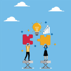 Team lifting giant puzzle piece to complete strategic business solution