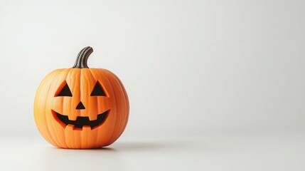 Obraz premium A carved pumpkin with a friendly face, ready for Halloween.
