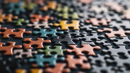 A jigsaw puzzle with pieces constantly shifting and realigning, how teams in agile adjust and adapt to new challenges and solutions