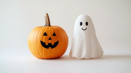 A jack-o'-lantern and a friendly ghost.