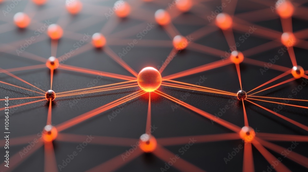 Poster a network of connected dots and lines, with a central glowing node representing the client, and surr