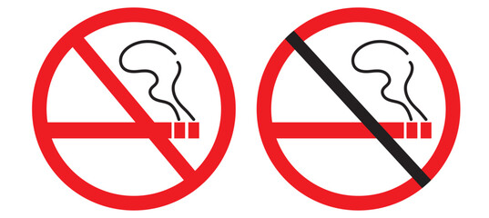 Smoking area and non smoking area icon symbol on circle design.