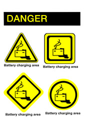 Una plantilla de carteles de peligros de sala de baterias con sus formatos diferentes