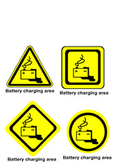 Una plantilla de carteles de peligro de sala de baterias con sus variantes sin el cartel Danger