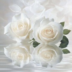 ##  White Rose Elegance: Soft Reflections on Glass