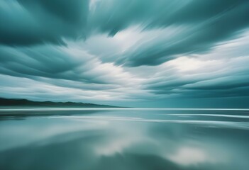 Obraz premium Colorful abstract landscape with swirling clouds and reflections in a body of water