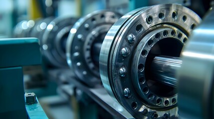 Close-up of Precision Ball Bearings in a Machine Mechanism Showcasing Smooth and Engineering Prowess