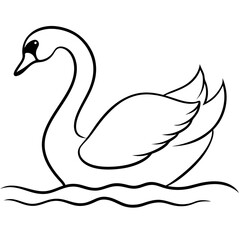 Obraz premium Vector Illustration of a Graceful Swan Gliding on a Serene Lake at Sunrise 