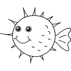 Vector Illustration of Pufferfish Expanding in Vibrant Ocean Colors
