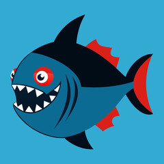Vector Illustration of Piranha in Their Natural Habitat Exploring Amazon River Ecosystem
