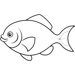 Vibrant Vector Illustration of Piranha Swimming in Lush River Ecosystem
