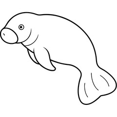 Stunning Vector Illustration of Manatee Gliding Through Vibrant Underwater Landscape
