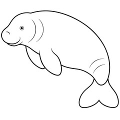 Enchanting Manatee Swimming in Clear Waters Vector Illustration for Underwater Art
