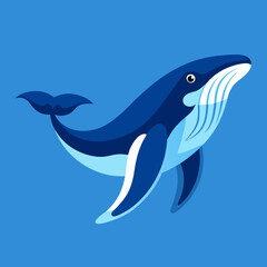 Stunning Vector Illustration of Humpback Whale Breaching in Clear Blue Waters
