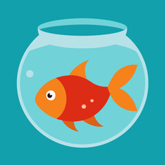 Fototapeta premium Beautiful Goldfish in a Bowl Vector Art Showcasing the Joy of Pet Ownership and Aquatic Beauty