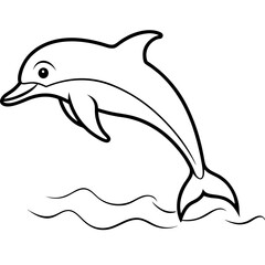 Energetic Dolphin Leaping High Above the Waves in Colorful Vector Design
