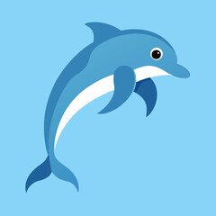 Vibrant Vector Artwork Featuring a Dolphin Leaping in Crystal Clear Waters
