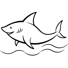 Dynamic Vector Illustration of Bull Shark Charging Forward in a Vibrant Ocean Scene

