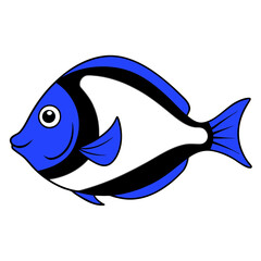 Stunning Vector Illustration Featuring a Blue Tang Swimming Among Colorful Marine Life
