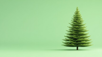 A green tree stands in front of a green wall