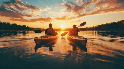## Romantic Sunset Kayak Adventure on Serene Lake