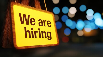 A "We are hiring" job opportunity message, designed in 3D rendering to attract potential candidates..
