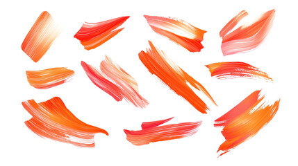 Obraz premium set of red orange scumbling brushstrokes isolated on transparent background