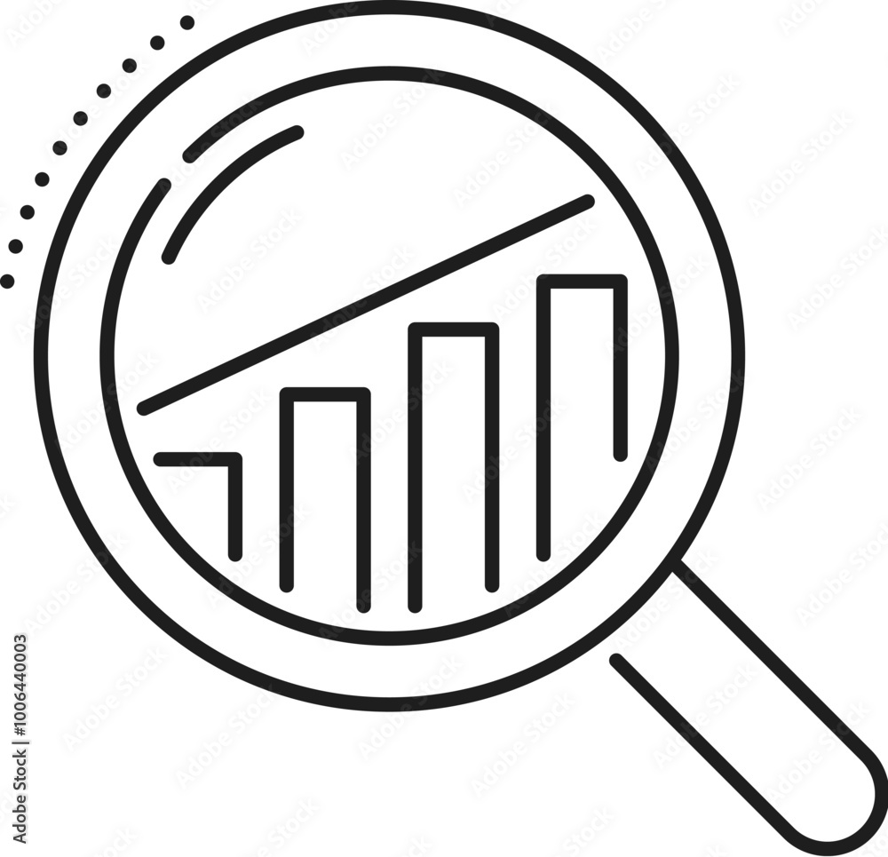 Poster business data analytics, search analysis line icon. business performance analysis outline icon, fina
